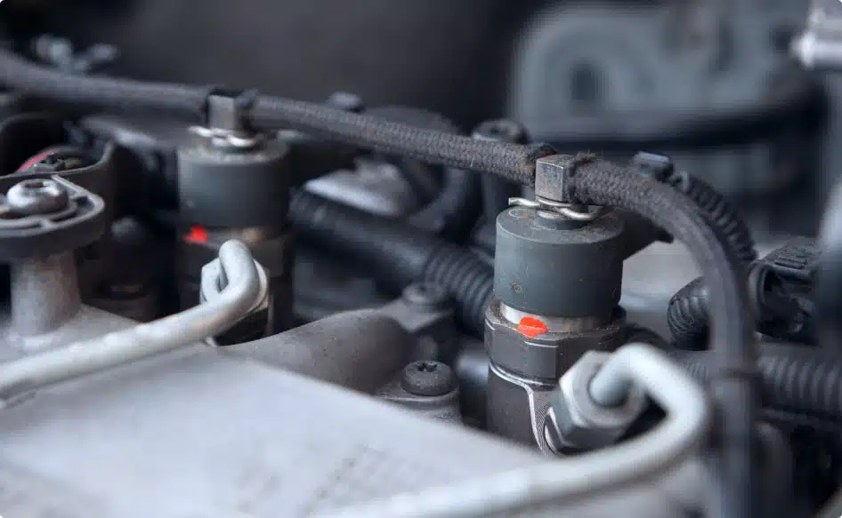 Closeup of an engine in a luxury car