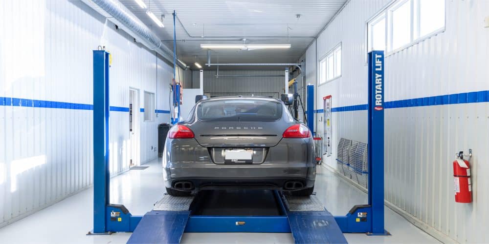 Porsche on a wheel alignment system